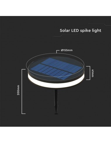 23015-Piantana Solare LED da Giardino  con Picchetto Colore Nero e Nero  IP-3