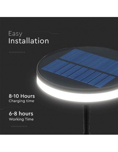 23015-Piantana Solare LED da Giardino  con Picchetto Colore Nero e Nero  IP-6