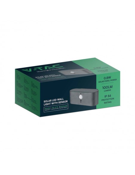 23017-Lampada LED da Muro  Con Pannello Solare e Sensore PIR Colore Nero  IP-2