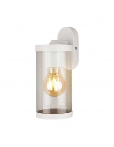 23020-Lampada LED da Giardino Cilindrica con Portalampada E con Corpo Bianco Copertura Trasparente d  IP-1