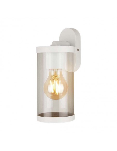 23020-Lampada LED da Giardino Cilindrica con Portalampada E con Corpo Bianco Copertura Trasparente d  IP-1