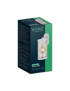 23020-Lampada LED da Giardino Cilindrica con Portalampada E con Corpo Bianco Copertura Trasparente d  IP-1 2