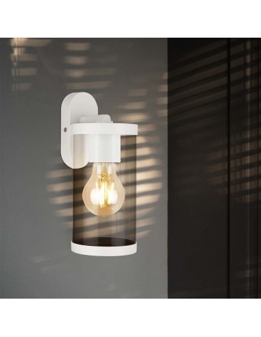 23020-Lampada LED da Giardino Cilindrica con Portalampada E con Corpo Bianco Copertura Trasparente d  IP-5