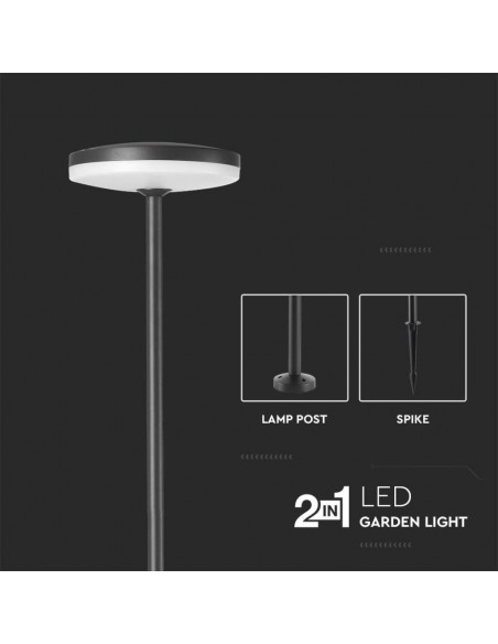 Lampada LED da Giardino 12W con Picchetto a con Doppio Fissaggio a Terra Antracite d:15*h:80cm 3000K IP65