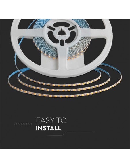 Strip LED SMD2835 8W/m 5m 120 LED/m Doppio PCB 24V 3000K IP20 3mm