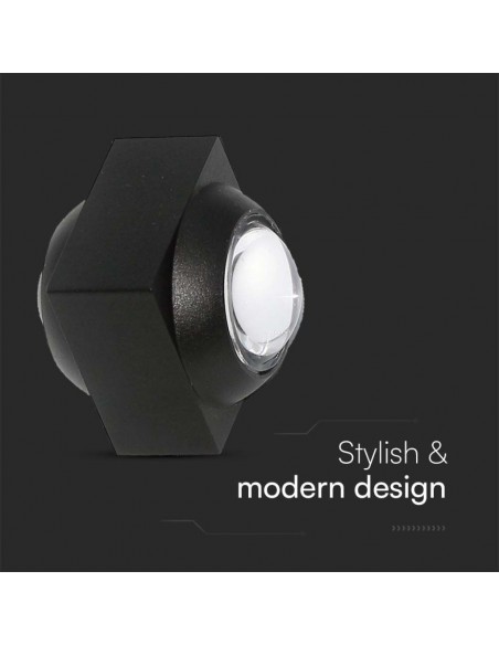 23028-Applique LED da Muro  Doppio Fascio Luminoso Corpo Nero  IP-6