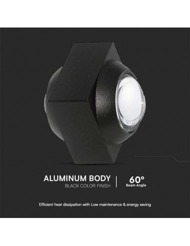 23028-Applique LED da Muro  Doppio Fascio Luminoso Corpo Nero  IP-7