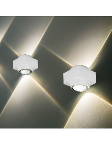 23029-Applique LED da Muro  Doppio Fascio Luminoso Corpo Bianco  IP-4