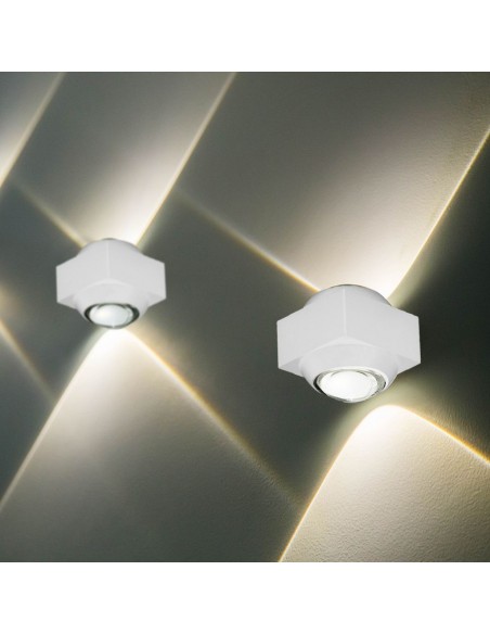 23029-Applique LED da Muro  Doppio Fascio Luminoso Corpo Bianco  IP-4