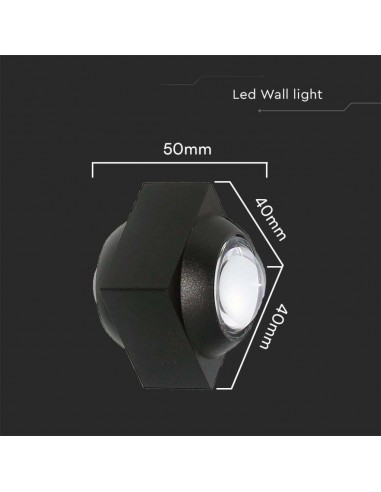 23030-Applique LED da Muro  Doppio Fascio Luminoso Corpo Nero  IP-3