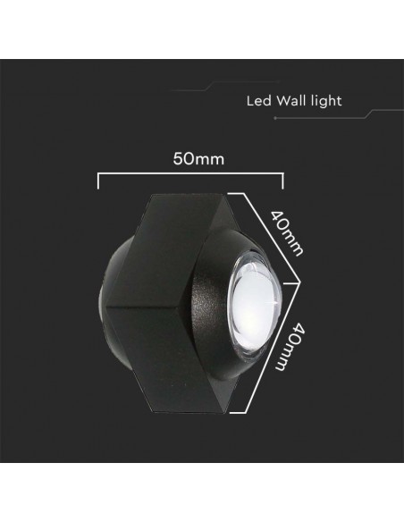 23030-Applique LED da Muro  Doppio Fascio Luminoso Corpo Nero  IP-3