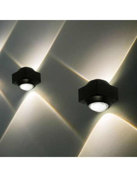 23030-Applique LED da Muro  Doppio Fascio Luminoso Corpo Nero  IP-4