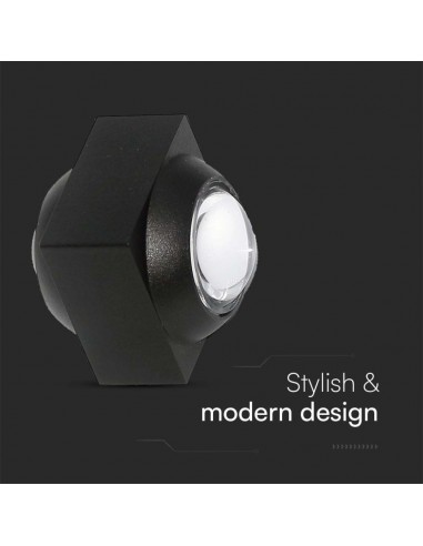 23030-Applique LED da Muro  Doppio Fascio Luminoso Corpo Nero  IP-6