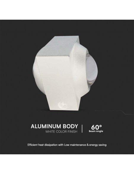 23031-Applique LED da Muro  Doppio Fascio Luminoso Corpo Bianco  IP-7