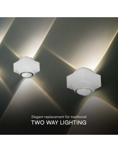 Applique LED da Muro 2W Doppio Fascio Luminoso Corpo Bianco 4000K IP54