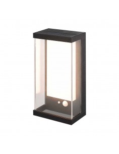 23032-Lampada LED da Muro Rettangolare con Pannello Solare e Sensore PIR  Colore Nero  IP-1