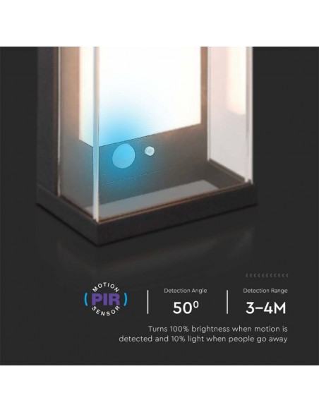 Lampada LED da Muro Rettangolare con Pannello Solare e Sensore PIR 1W Nero 3000K IP54