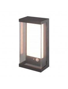 23033-Lampada LED da Muro Rettangolare con Pannello Solare e Sensore PIR  Colore Grigio scuro  IP-1