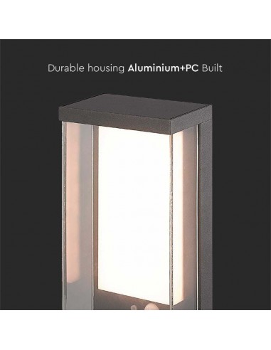 23033-Lampada LED da Muro Rettangolare con Pannello Solare e Sensore PIR  Colore Grigio scuro  IP-7