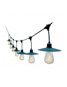 23034-Catenaria m per  lampadine LED ST a Filamento Con Pannello Solare Colore Nero  IP-1