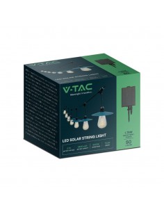 23034-Catenaria m per  lampadine LED ST a Filamento Con Pannello Solare Colore Nero  IP-1 2