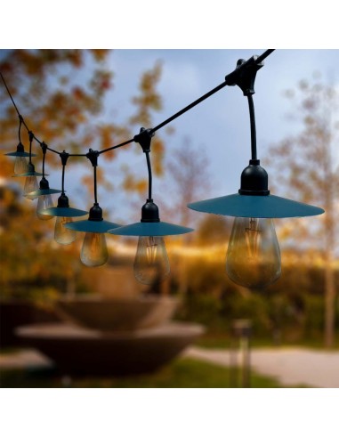 23034-Catenaria m per  lampadine LED ST a Filamento Con Pannello Solare Colore Nero  IP-5