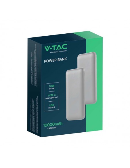 23035-Power Bank Slim mAh Carica Veloce  con Dual USB e Type-C Colore Argento-2