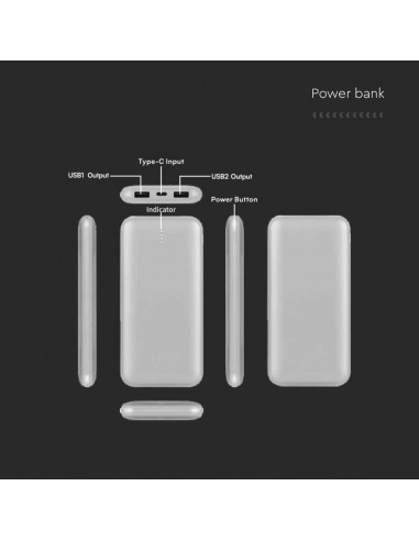 23035-Power Bank Slim mAh Carica Veloce  con Dual USB e Type-C Colore Argento-3