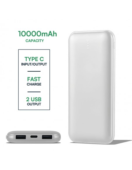 23035-Power Bank Slim mAh Carica Veloce  con Dual USB e Type-C Colore Argento-5