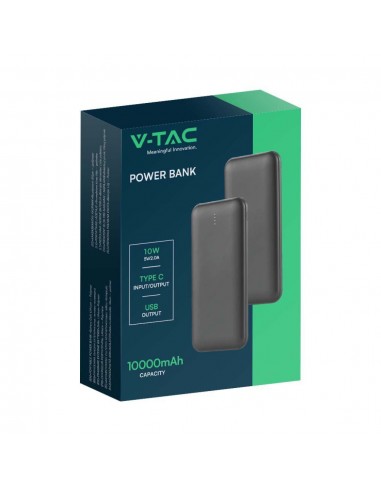 23036-Power Bank Slim mAh Carica Veloce  con Dual USB e Type-C Colore Nero-2