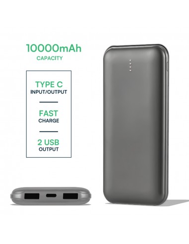 23037-Power Bank Slim mAh Carica Veloce  con Dual USB e Type-C Colore Grigio-5