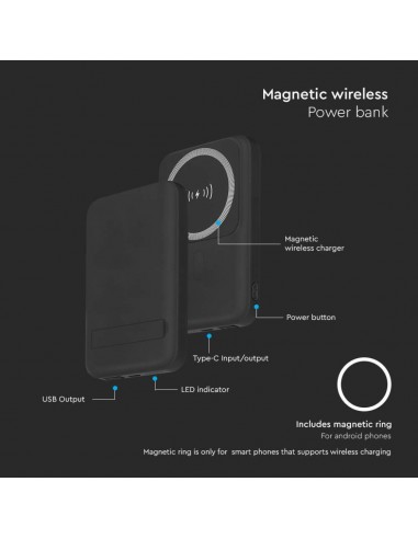 23038-Power Bank  mAh MagSafe Ultra Sottile Magnetico con Ricarica Wireless Colore Nero-3