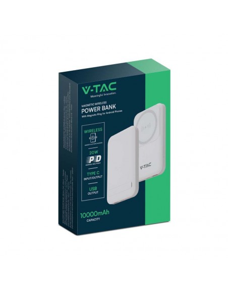 23039-Power Bank  mAh MagSafe Ultra Sottile Magnetico con Ricarica Wireless Colore Bianco-2