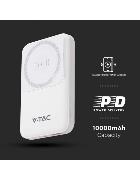 23039-Power Bank  mAh MagSafe Ultra Sottile Magnetico con Ricarica Wireless Colore Bianco-5