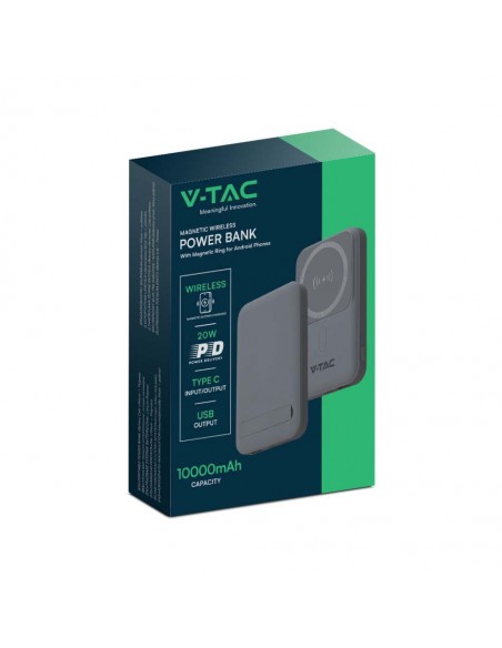 23040-Power Bank  mAh MagSafe Ultra Sottile Magnetico con Ricarica Wireless Colore Grigio-2