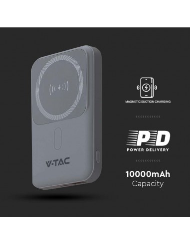 23040-Power Bank  mAh MagSafe Ultra Sottile Magnetico con Ricarica Wireless Colore Grigio-6