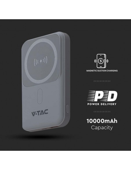 23040-Power Bank  mAh MagSafe Ultra Sottile Magnetico con Ricarica Wireless Colore Grigio-6