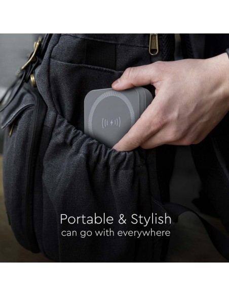 23040-Power Bank  mAh MagSafe Ultra Sottile Magnetico con Ricarica Wireless Colore Grigio-7
