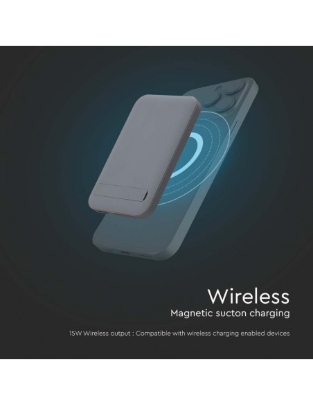 Power Bank 10000 mAh MagSafe Ultra Sottile Magnetico con Ricarica Wireless Grigio