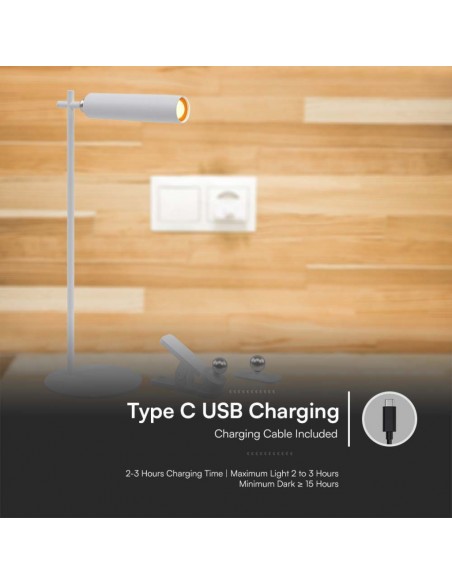 23041-Lampada LED da Tavolo Magnetica  Colore Bianco Ricaricabile con USB C Touch Dimmerabile -3