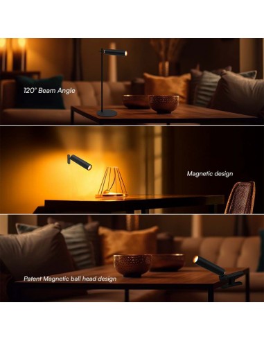 23042-Lampada LED da Tavolo Magnetica  Colore Nero Ricaricabile con USB C Touch Dimmerabile -4