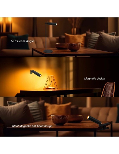 23042-Lampada LED da Tavolo Magnetica  Colore Nero Ricaricabile con USB C Touch Dimmerabile -4