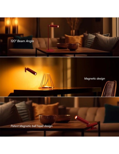 23043-Lampada LED da Tavolo Magnetica  Colore Rosso Ricaricabile con USB C Touch Dimmerabile -4