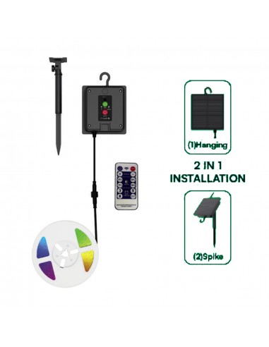 23046-Kit Strip LED SMD con Pannello Solare /m RGB -4