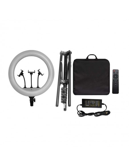 23047-Lampada ad Anello  cm per Selfie e Riprese Video con Treppiede Regolabile cm incluso Telecomando e  Supporti per Telefono 