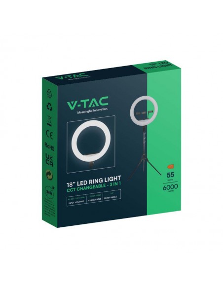 23047-Lampada ad Anello  cm per Selfie e Riprese Video con Treppiede Regolabile cm incluso Telecomando e  Supporti per Telefono 