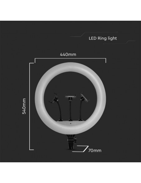 23047-Lampada ad Anello  cm per Selfie e Riprese Video con Treppiede Regolabile cm incluso Telecomando e  Supporti per Telefono 