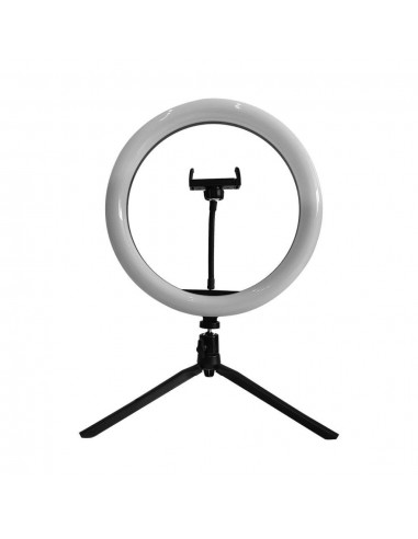 23048-Lampada ad Anello  cm per Selfie e Riprese Video con Treppiede da Tavolo inclusa Pulsantiera e  Supporto per Telefono CCT 