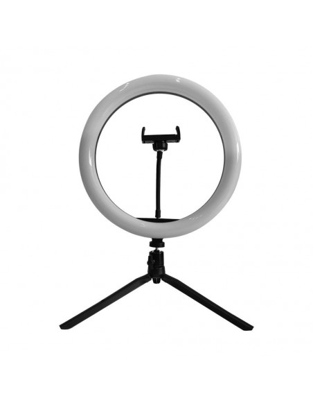 23048-Lampada ad Anello  cm per Selfie e Riprese Video con Treppiede da Tavolo inclusa Pulsantiera e  Supporto per Telefono CCT 