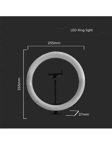 23048-Lampada ad Anello  cm per Selfie e Riprese Video con Treppiede da Tavolo inclusa Pulsantiera e  Supporto per Telefono CCT 